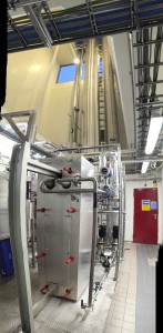 Billede af varmeveksler på amin scrubbed biogasopgraderignsanlæg monteret på skid på Hias IKS i Hamar